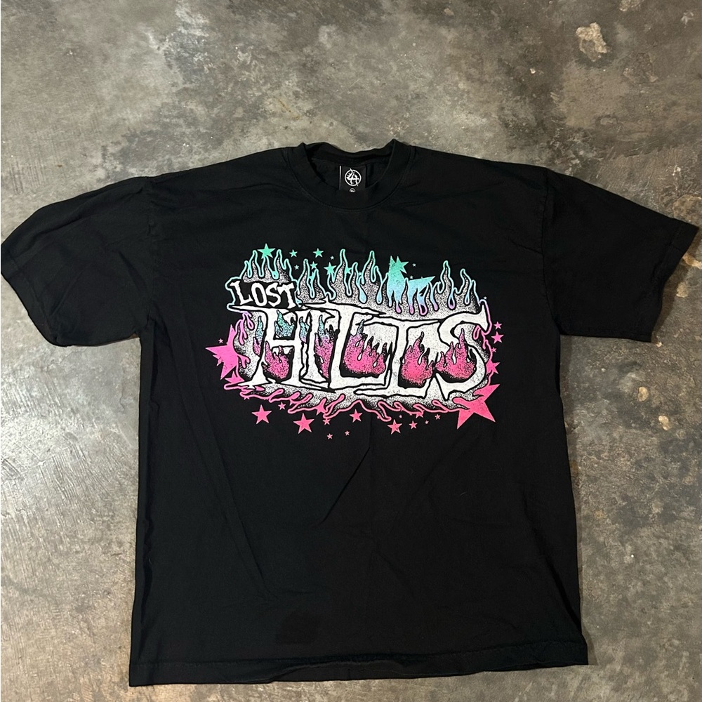 Lost Hills - Pink Mint Green Stars Black Graphic Tee XLarge